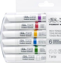 Набор маркеров по ткани, холсту и бумаге Pigment Marker 6 Rich Tones (насыщенные оттенки)
