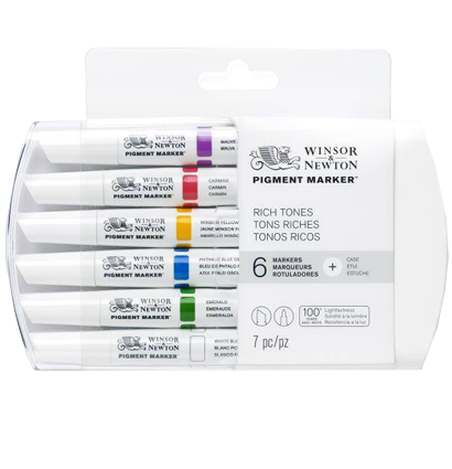 Набор маркеров по ткани, холсту и бумаге Pigment Marker 6 Rich Tones (насыщенные оттенки)