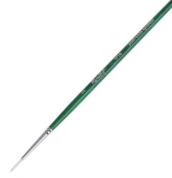 Кисть Roubloff синтетика №2 круглая белая для акрила, гуаши, масла с длинной зелёной ручкой