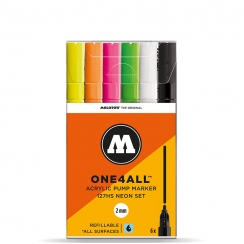 Набор акриловых маркеров Molotow ONE4ALL "Неоновый" 6 шт / 2 мм