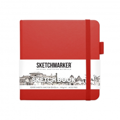 Скетчбук Sketchmarker красный с твердой обложкой квадратный 12х12 см / 80 листов / 140 гм