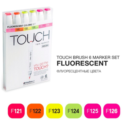 Touch Brush 6 Fluorescent купить набор маркеров с кистью
