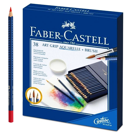 Акварельные карандаши Faber Castell Art Grip Aquarelle в наборе 38 цветов коллекционное издание + кисть