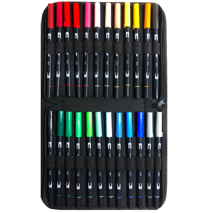 Набор маркеров с кистью Tombow ABT Dual Brush Pen 24 + фирменный пенал (подарочный)