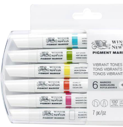 Набор маркеров по ткани, холсту и бумаге Pigment Marker 6 Vibrant Tones (яркие оттенки)