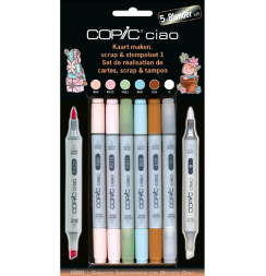 Набор маркеров COPIC CIAO 6 Scrap №1 с кистью (скрапбукинг)