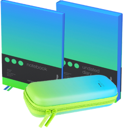 Подарочный набор Radiance "Зелёный неон" ежедневник, записная книжка, пенал