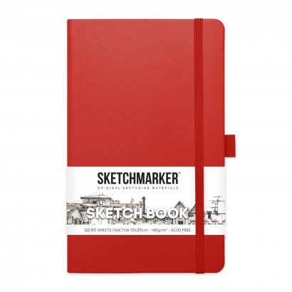 Скетчбук Sketchmarker красный с твердой обложкой А5 / 80 листов / 140 гм