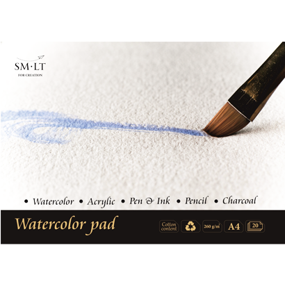 Универсальный скетчбук для акварели SMLT Watercolor pad А4 / 20 листов / 260 г/м