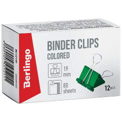 Зажимы для бумаги или скетчбука Berlingo 12 штук размер 19 мм (разноцветные)