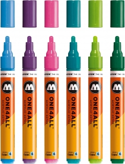 Набор акриловых маркеров Molotow ONE4ALL "Неоновый 2" 6 шт / 2 мм