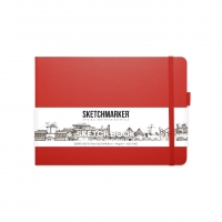 Скетчбук Sketchmarker красный с твердой обложкой горизонтальный А5 / 80 листов / 140 гм