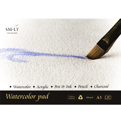 Альбом для акварели SMLT Watercolor pad А3 / 20 листов / 260 гм