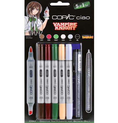 Набор маркеров COPIC CIAO Vampire Knight 5+1 набор маркеров с кистью для рисования и линер 0.3 мм