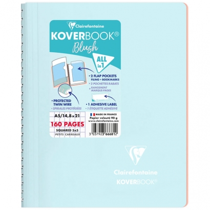 Тетрадь в клетку Koverbook ClaireFontaine голубая А5 / 80 листов / 90 гм 