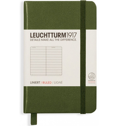 Записная книжка Leuchtturm «Pocket Mini» A7 в линейку хаки 171 стр.