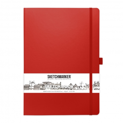 Скетчбук Sketchmarker красный с твердой обложкой А4 / 80 листов / 140 гм
