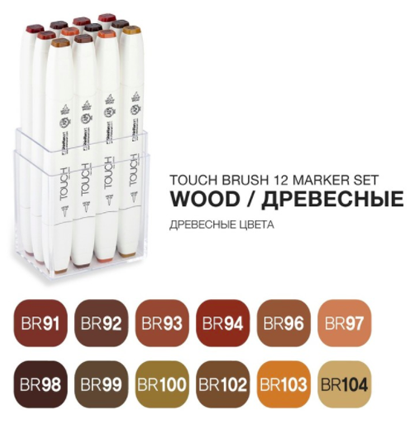 Touch Brush 12 Wood набор маркеров для скетчинга (древесные)