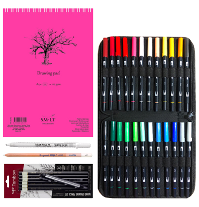 Набор брашпенов Sketchbox "Procreate" / 24 маркера Tombow ABT Dual Brush Pen