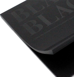 Альбом Fabriano Black Black с черной плотной бумагой квадратный 20х20см / 20 листов / 300 гм