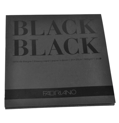 Альбом Fabriano Black Black с черной плотной бумагой квадратный 20х20см / 20 листов / 300 гм