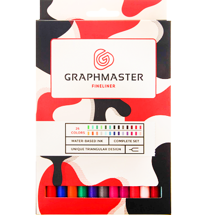 Набор разноцветных линеров Graphmaster Fineliner 26 цветов с толщиной 0.4 мм