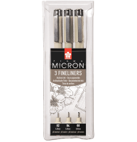 Набор черных капиллярных ручек Sakura Pigma Micron разной толщины 3 штуки