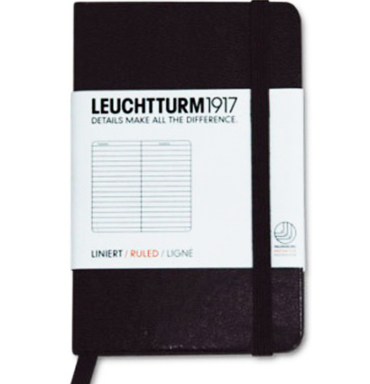 Записная книжка Leuchtturm «Pocket Mini» A7 в линейку черная 171 стр.