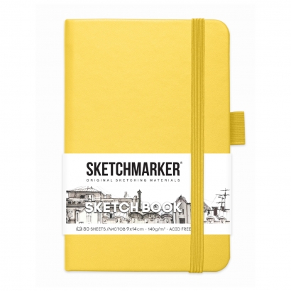 Скетчбук Sketchmarker желтый с твердой обложкой А6 / 80 листов / 140 гм