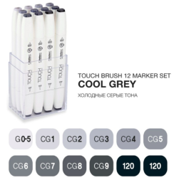 Touch Brush 12 Cool Grey набор маркеров для скетчинга (холодные серые)