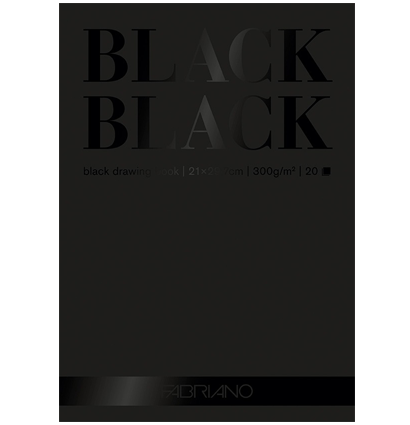 Альбом Fabriano Black Black с черной плотной бумагой А4 / 20 листов / 300 гм