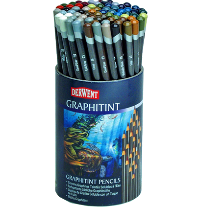 Акварельные карандаши Graphitint Derwent 72 штуки набор в тубусе