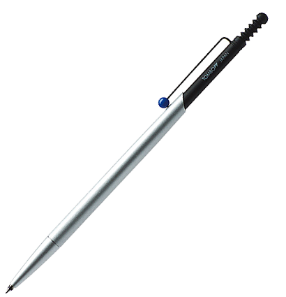 Ручка шариковая автоматическая Tombow ZOOM 727 корпус серебряно-синий линия 0.7мм подарочная упаковка, черная