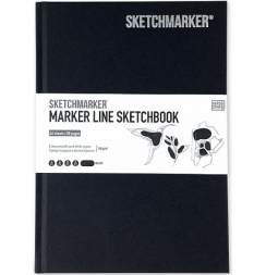 Скетчбук Sketchmarker Marker Line для маркеров черный с твёрдой обложкой 25x17 см / 44 листа / 160 гм