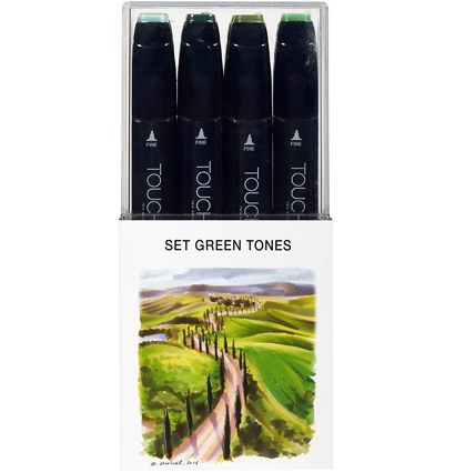 Touch Twin 12 Green набор маркеров для скетчинга (зеленые)