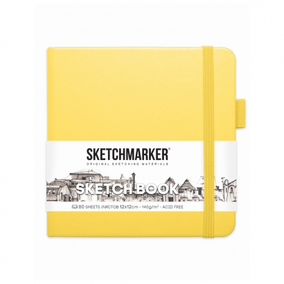 Скетчбук Sketchmarker желтый с твердой обложкой квадратный 12х12 см / 80 листов / 140 гм