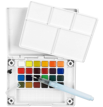 Набор акварели Sakura Koi Pocket Sketch Box 24 цвета в кейсе + губка и кисть