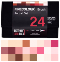 FINECOLOUR BRUSH 24 маркера с кистью "Портрет" набор в пенале