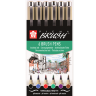 Набор цветных капиллярных ручек Sakura Pigma Micron Brush брашпены 6 штук купить в художественном магазине Скетчинг ПРО с доставкой по РФ и СНГ