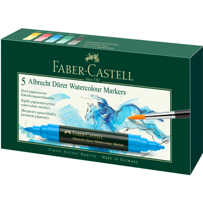 Акварельные маркеры Albrecht Durer Faber-Castell набор 5 цветов на водной основе