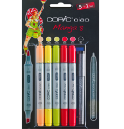 Набор маркеров COPIC CIAO 8 Манга 5+1 с кистью и линер 0.3 мм