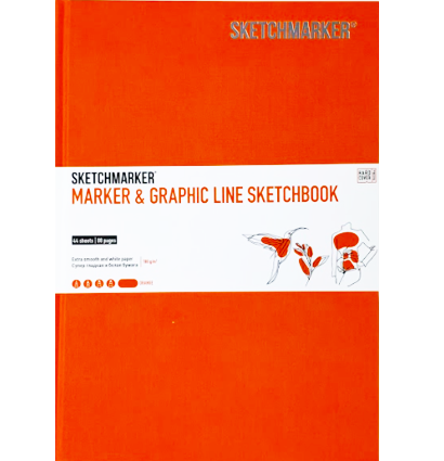 Скетчбук Sketchmarker Marker Line для маркеров оранжевый с твёрдой обложкой 25x17 см / 44 листа / 160 гм