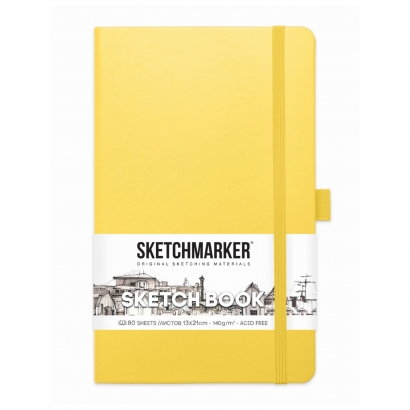 Скетчбук Sketchmarker желтый с твердой обложкой А5 / 80 листов / 140 гм