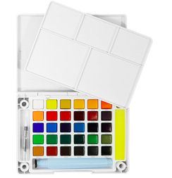 Набор акварели Sakura Koi Pocket Sketch Box 30 цветов в кейсе + губка и кисть