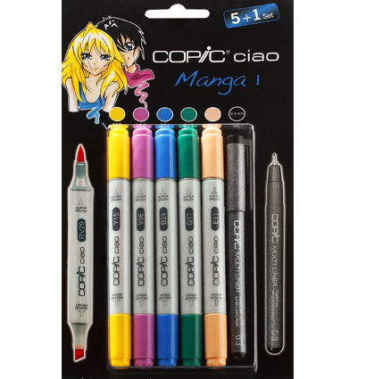 Copic Ciao Manga 1 Манга 5+1 набор маркеров с кистью для рисования и линер 0.3 мм