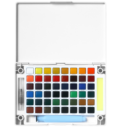 Набор акварели Sakura Koi Pocket Sketch Box 48 цветов в кейсе + губка и кисть