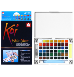 Набор акварели Sakura Koi Pocket Sketch Box 48 цветов в кейсе + губка и кисть