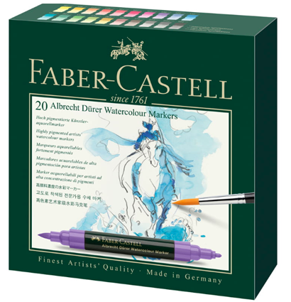 Акварельные маркеры Albrecht Durer Faber-Castell набор 20 цветов на водной основе