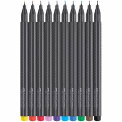 Набор капиллярных ручек Faber-Castell Grip Fineliner 10 цветов в пенале перо 0.4 мм