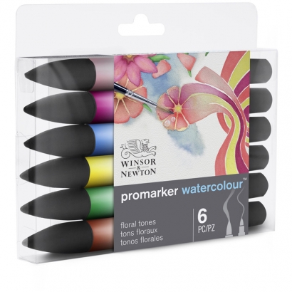Набор акварельных маркеров-кистей Winsor&Newton "Watercolour Promarker" 6 цветочных оттенков